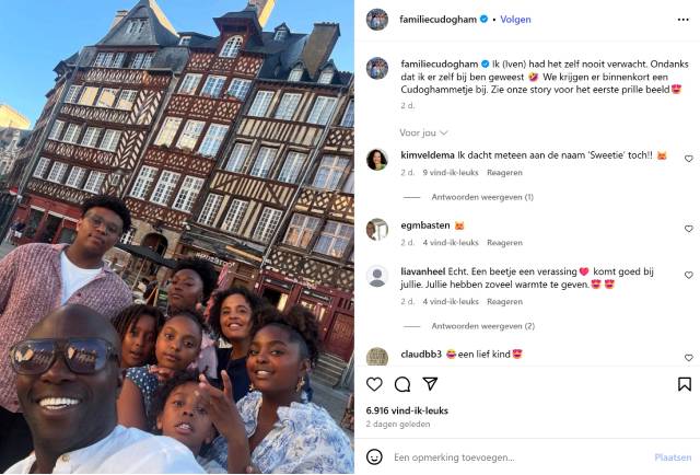 Familie Cudogham met de aankondiging.